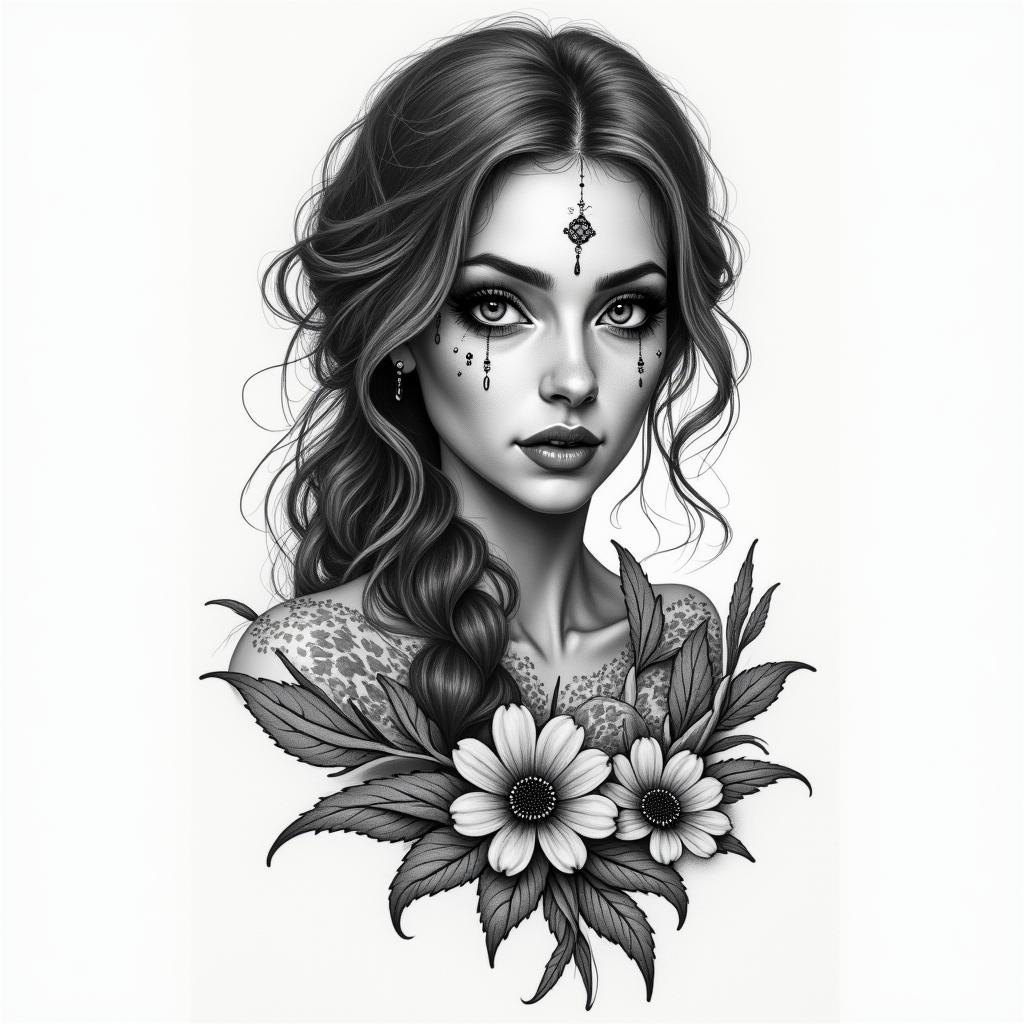Johana Selene, Scorpio, doctor, November 22, 1987in bohemian style tattoo, 8k - Variation 2