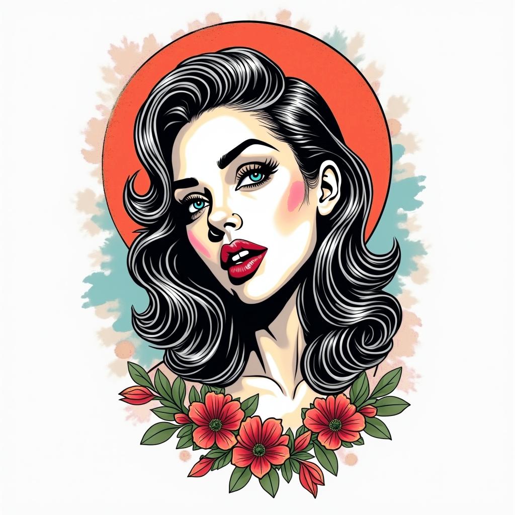 Favorite pop art tattooin pop art style tattoo, featuring bold and vibrant colors, exaggerated outlines, iconic imagery, inspired by comic books and speech bubbles, comic book characters, retro pop culture - Variation 4
