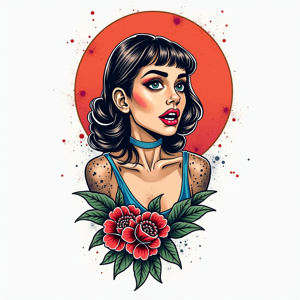 Favorite pop art tattooin pop art style tattoo, featuring bold and vibrant colors, exaggerated outlines, iconic imagery, inspired by comic books and speech bubbles, comic book characters, retro pop culture - Variation 3