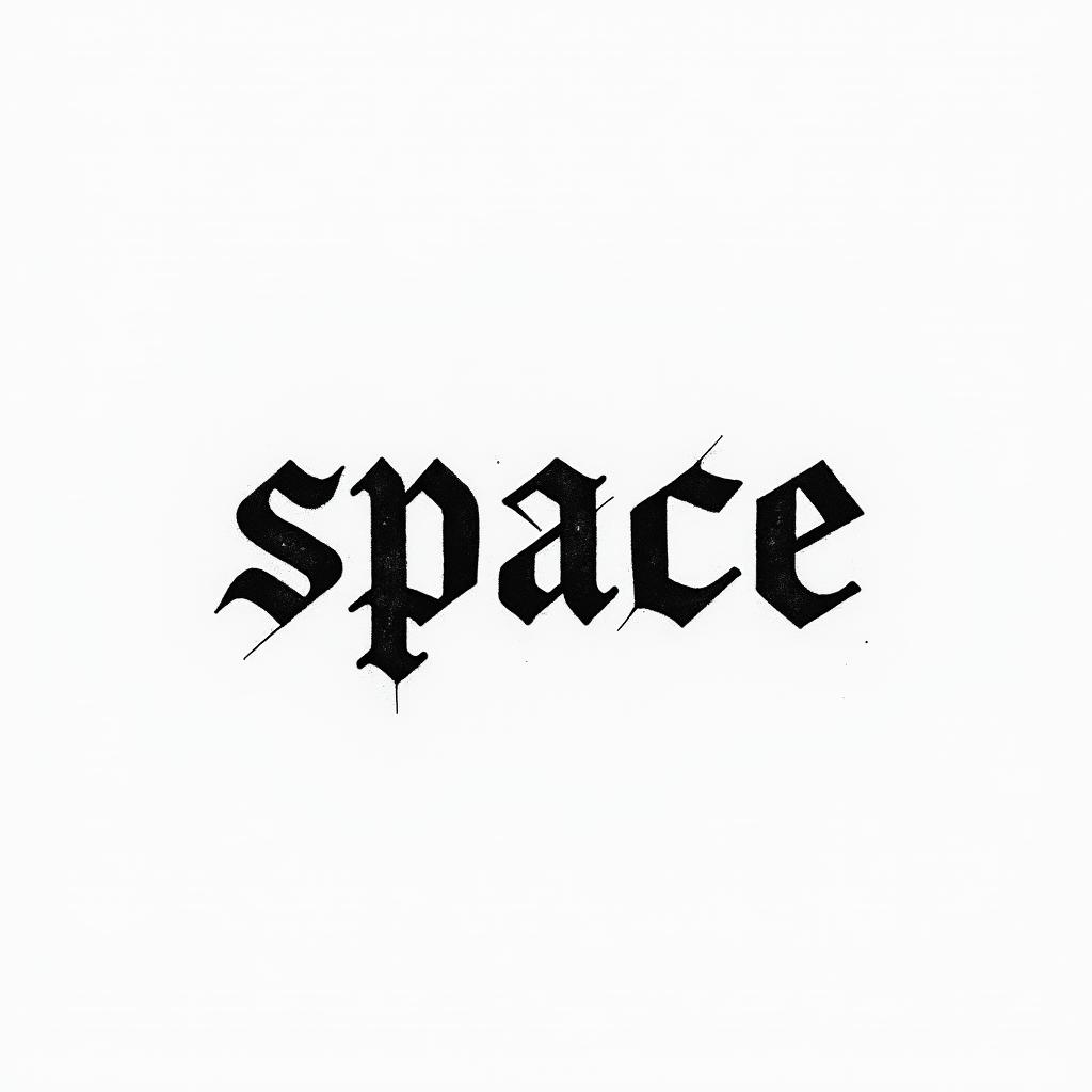 Spaceminimalist text-based tattoo, Monospace font ultra-realistic, perfectly placed, high-quality font design, photo-realistic shading, 8k, high quality, finely detailed typograph - Variation 3