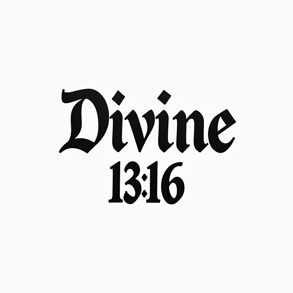 Divine 3:16minimalist text-based tattoo, Monospace font ultra-realistic, perfectly placed, high-quality font design, photo-realistic shading, 8k, high quality, finely detailed typograph - Variation 4