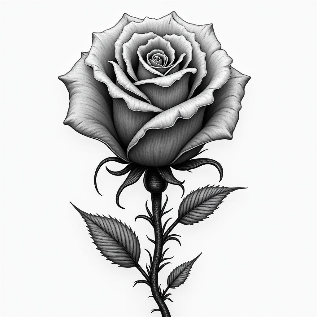 Music rosetattoo in biomechanic style, the tattoo covered by robotic elements of futuristic cyberpunk design, robotic features detail, showcasing intricate mechanical components - Variation 4