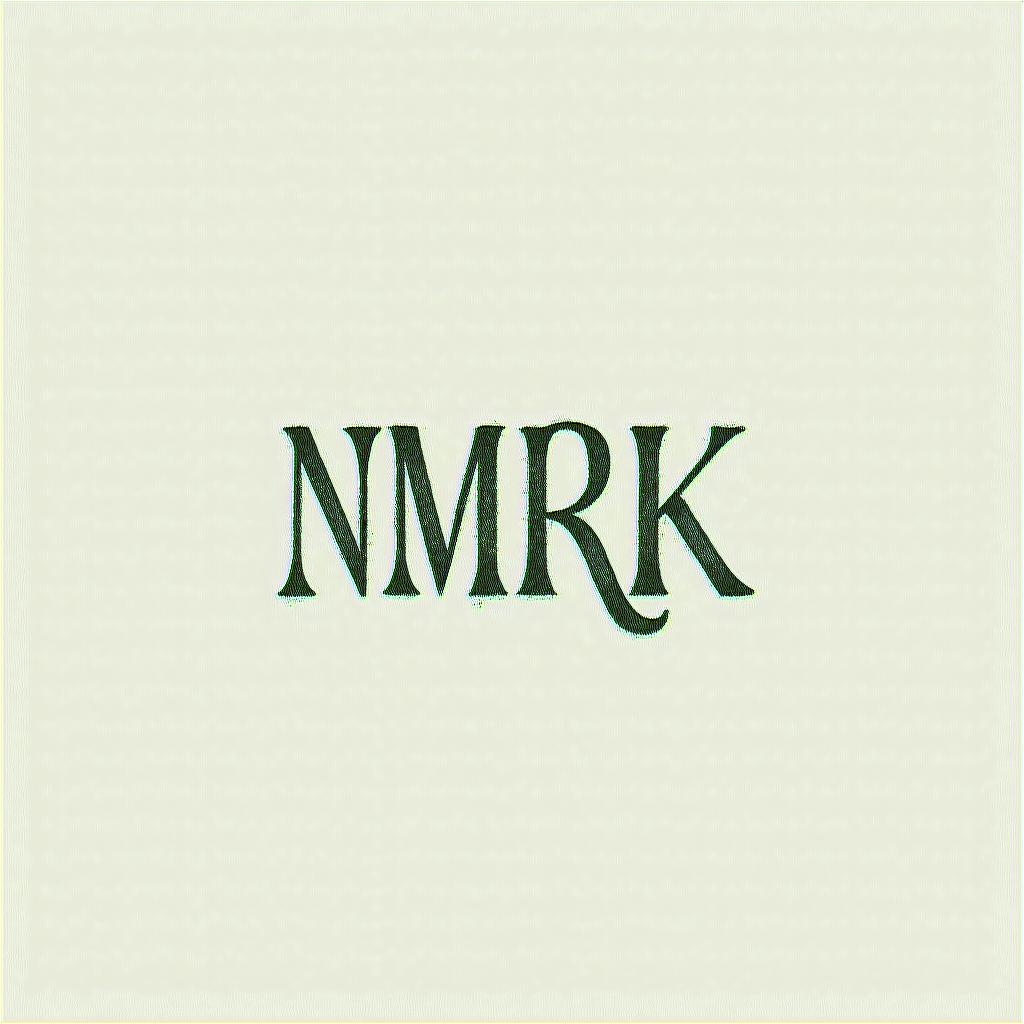 Simple letters “NMRK”minimalist text-based tattoo, Monospace font ultra-realistic, perfectly placed, high-quality font design, photo-realistic shading, 8k, high quality, finely detailed typograph - Variation 8