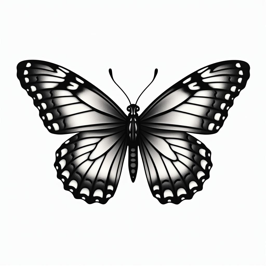 Butterfly with intricate wing patternsin japanese style tattoo, detailed tattoo, traditional japanese culture tattoo, mythology, 8k - Variation 2