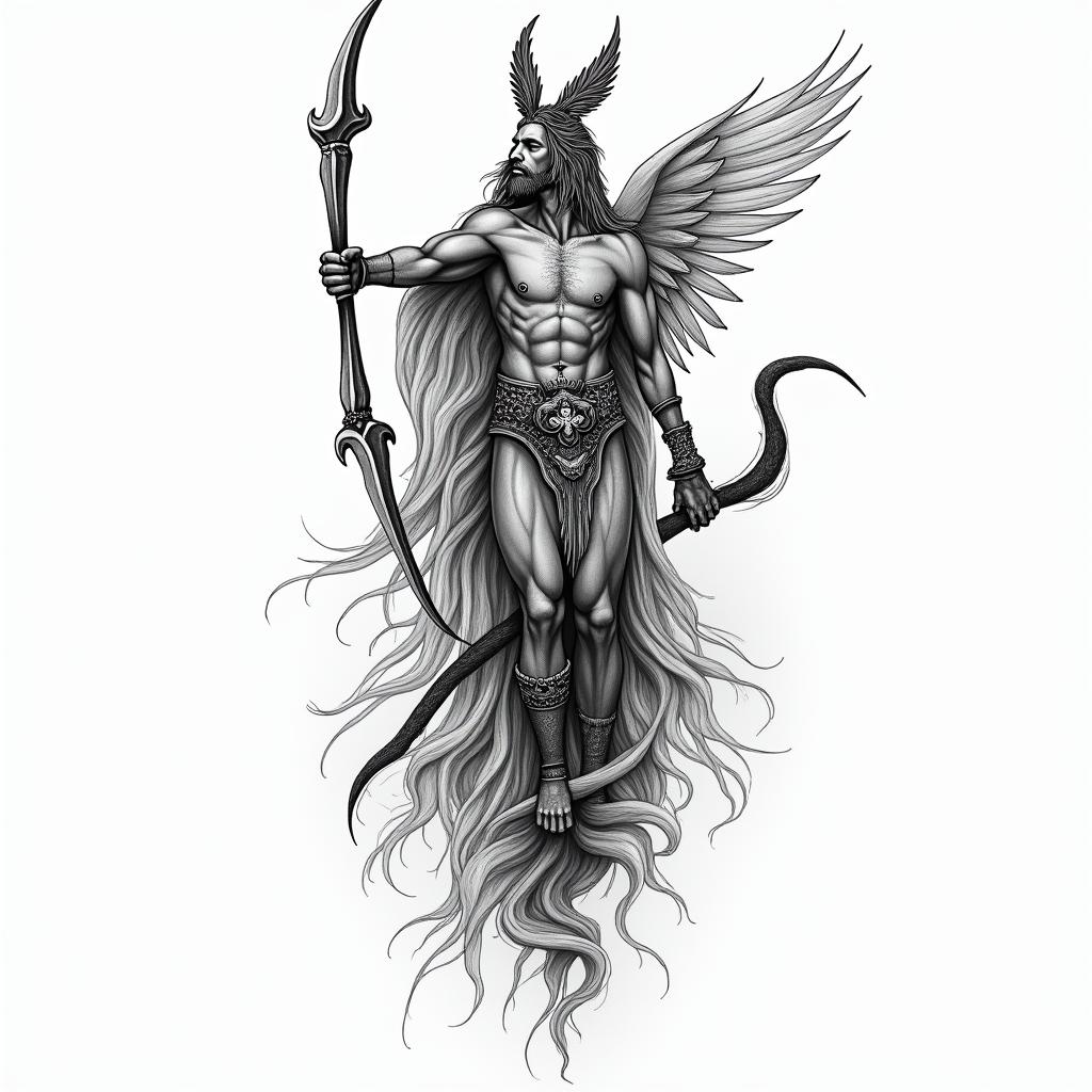 Salvador Eloy Sagittarius Mexicoin new school tattoo, pop culture, modern, detailed tattoo, illustrative - Variation 2