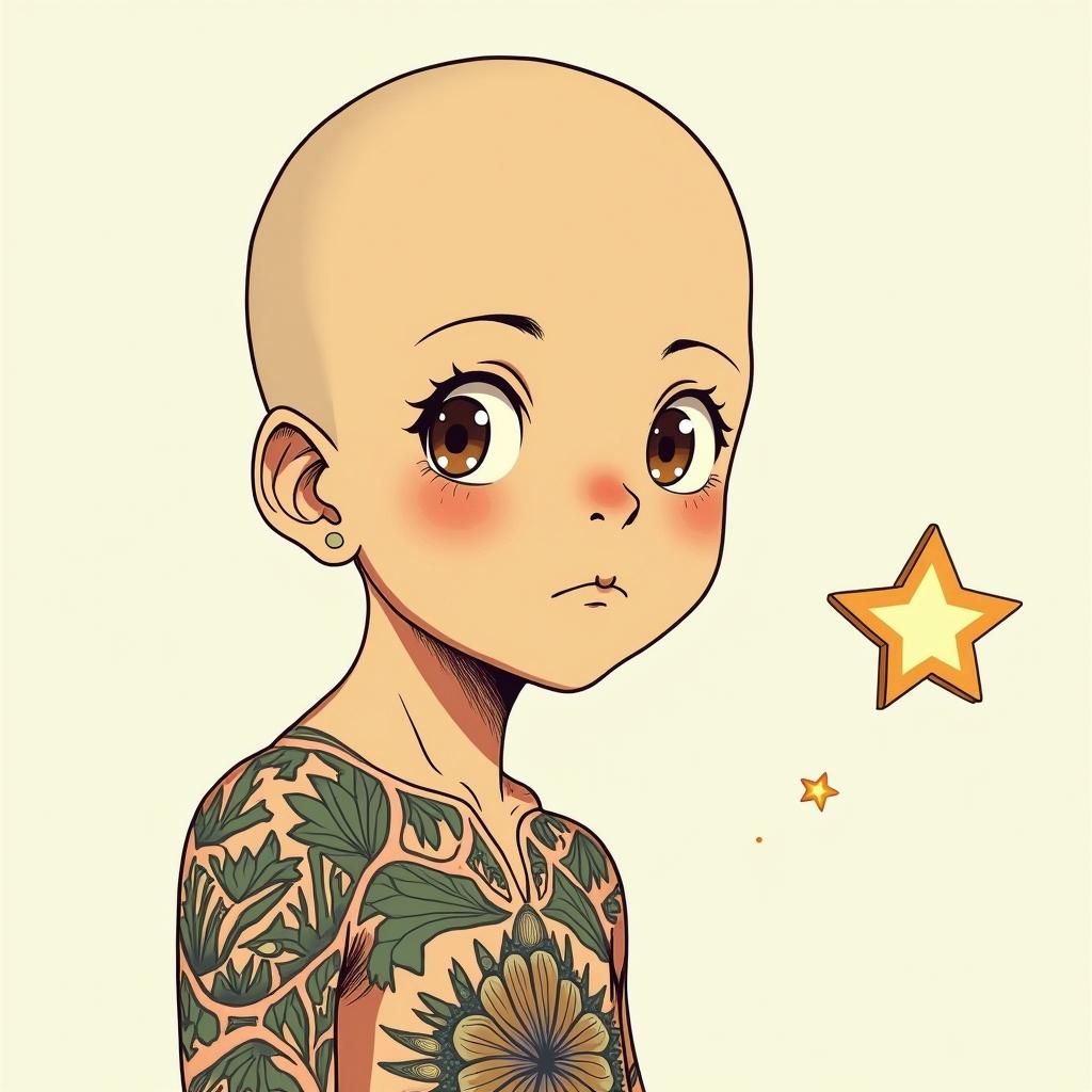 Eloy Sagittarius MexicoGhibli, Studio Ghibli aesthetic, hand-drawn anime style, retro nostalgic atmosphere, retro soft pastel color palette with earthy tones, retro Japanese cinematic shot, yellow tint effect, bald character, smooth surface, anime shadow 90's anime style - Variation 4