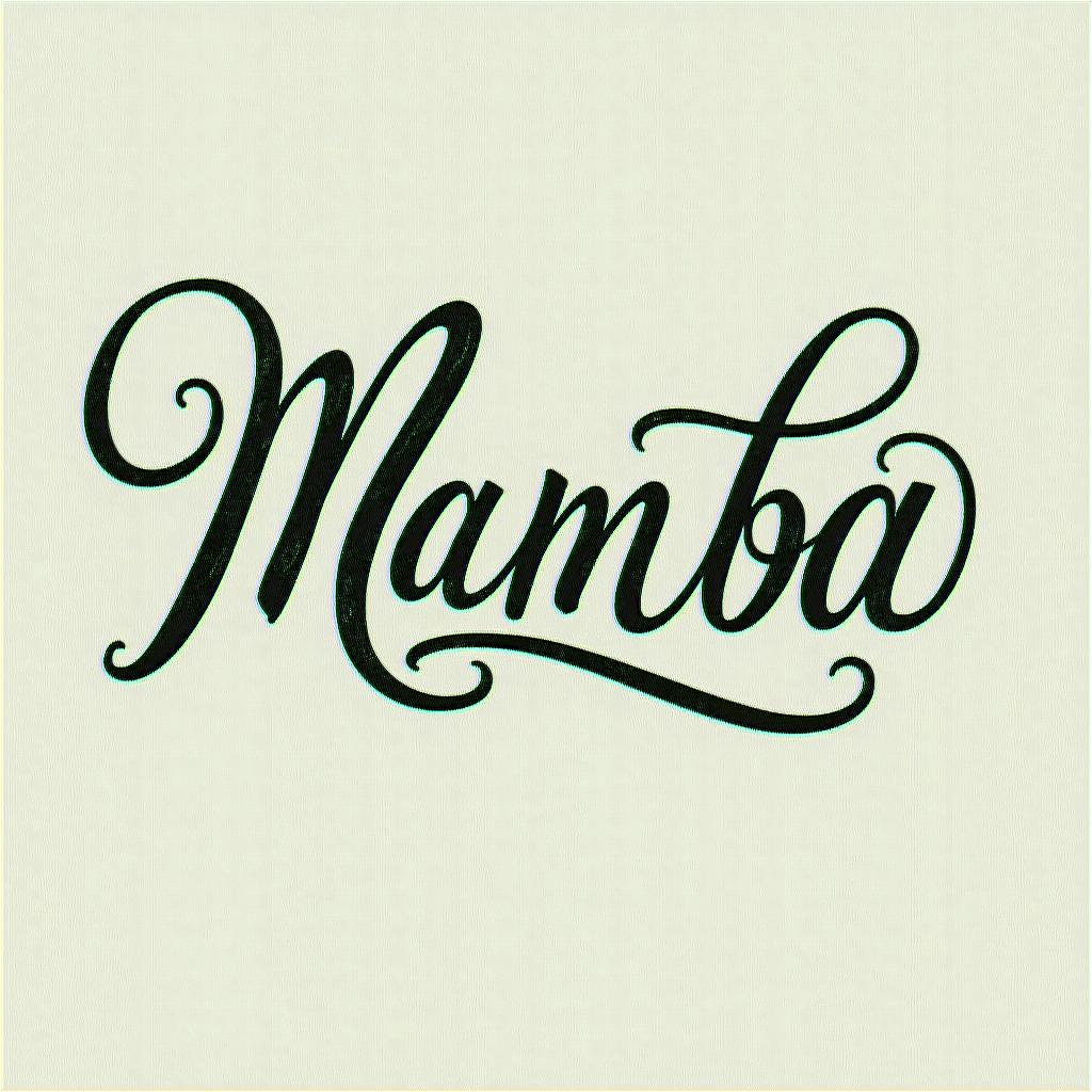 Mamba Mentalityin elegant cursive calligraphy style 2d tattoo, decorate with roses, featuring a smooth and flowing handwritten script with slightly thickened strokes for a luxurious and bold appearance,  heart symbol between names,  sleek and glossy black text with shadowing, minimalist matte white background, clean and sharp edges, illuminated with soft lighting, romantic, 8k, high-quality textures with refined typography - Variation 4