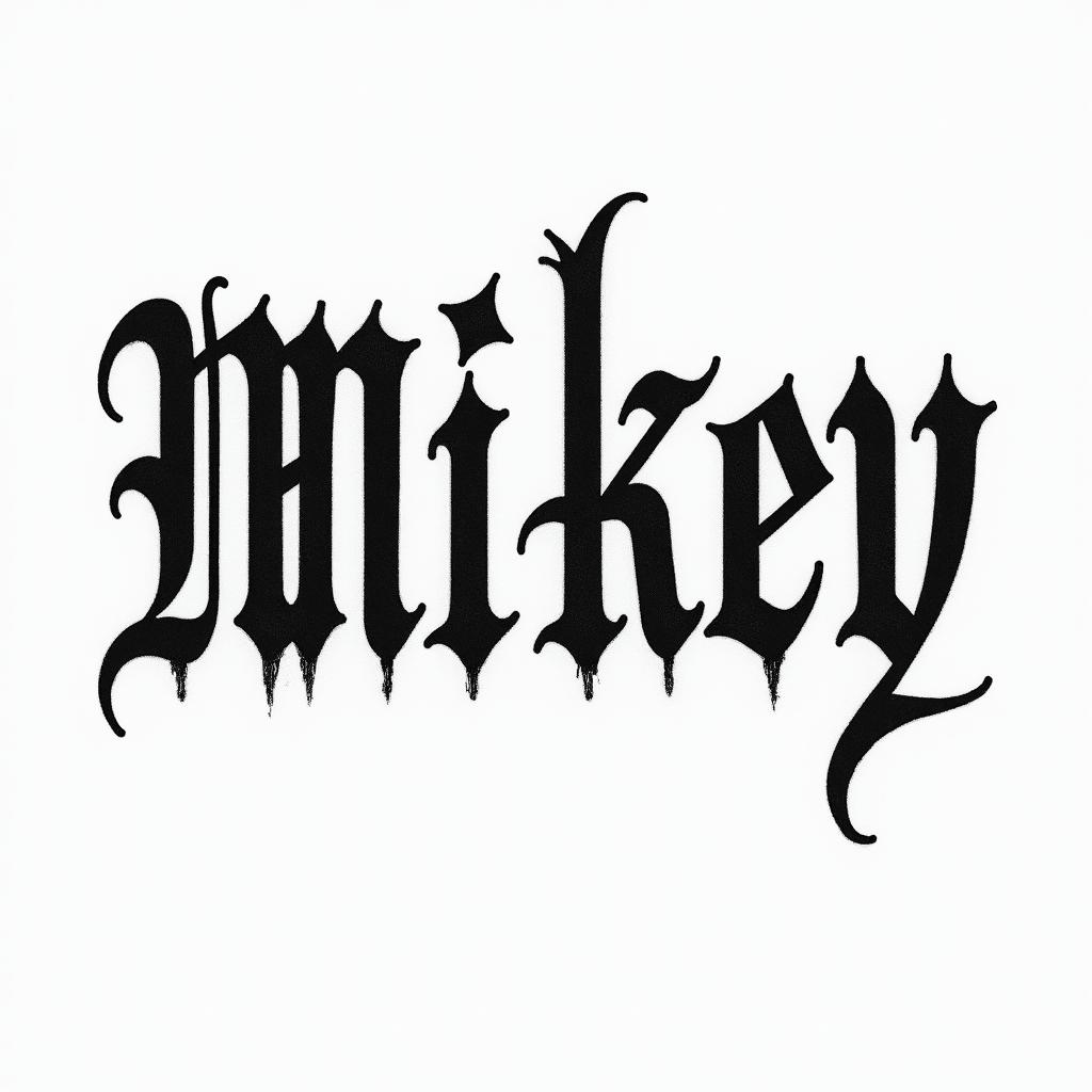 Mileytext-based tattoo, gothic font ultra-realistic, perfectly placed, high-quality font design, photo-realistic shading, 8k, high quality, finely detailed typography
