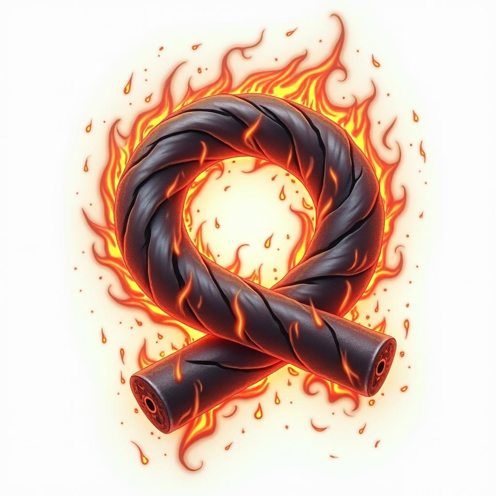 Infinityin flame tattoo style showcasing fiery elements with dynamic flame patterns, glowing effect of flames, natural colors