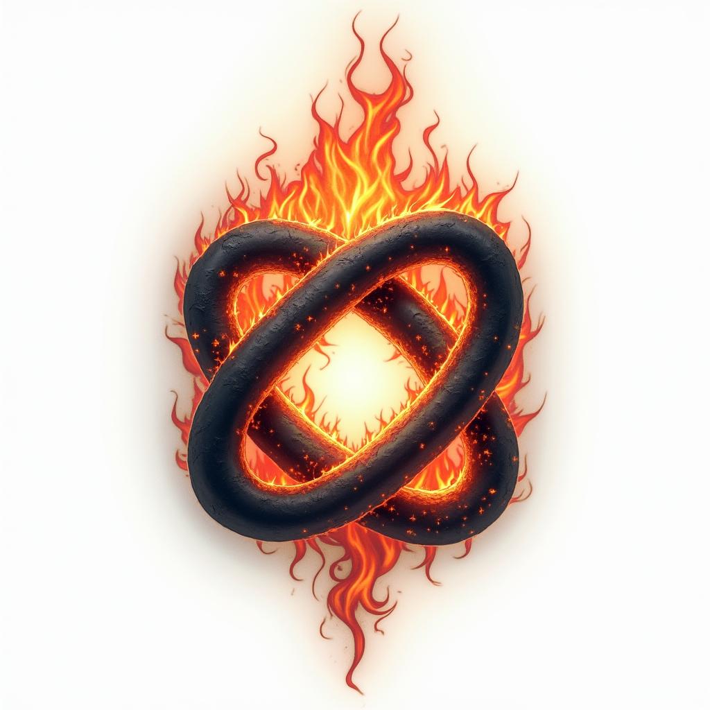 Infinityin flame tattoo style showcasing fiery elements with dynamic flame patterns, glowing effect of flames, natural colors - Variation 2