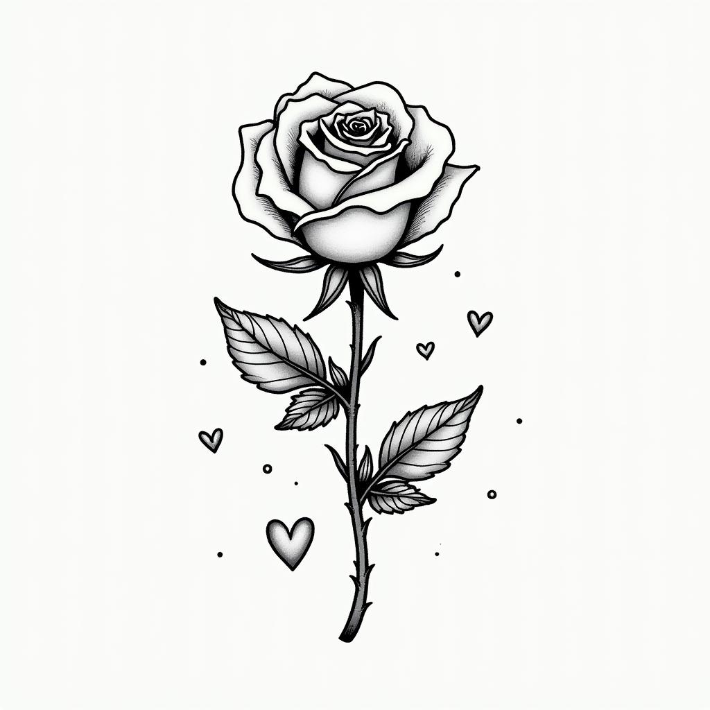 Rose, first name Rose, date 26/02/2018, momin Modest style tattoo, featuring soft, delicate line work with simple and meaningful symbols, gentle waves, a heart, evoking a sense of serenity and grace, - Variation 4