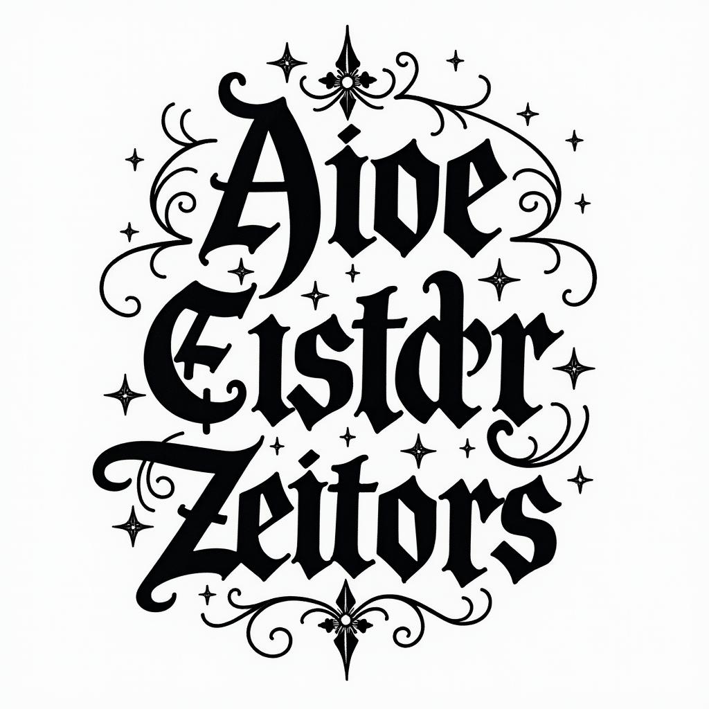 DJ with the tables, I love music. I’m a Virgo from Denvertext-based tattoo, gothic font ultra-realistic, perfectly placed, high-quality font design, photo-realistic shading, 8k, high quality, finely detailed typography - Variation 2
