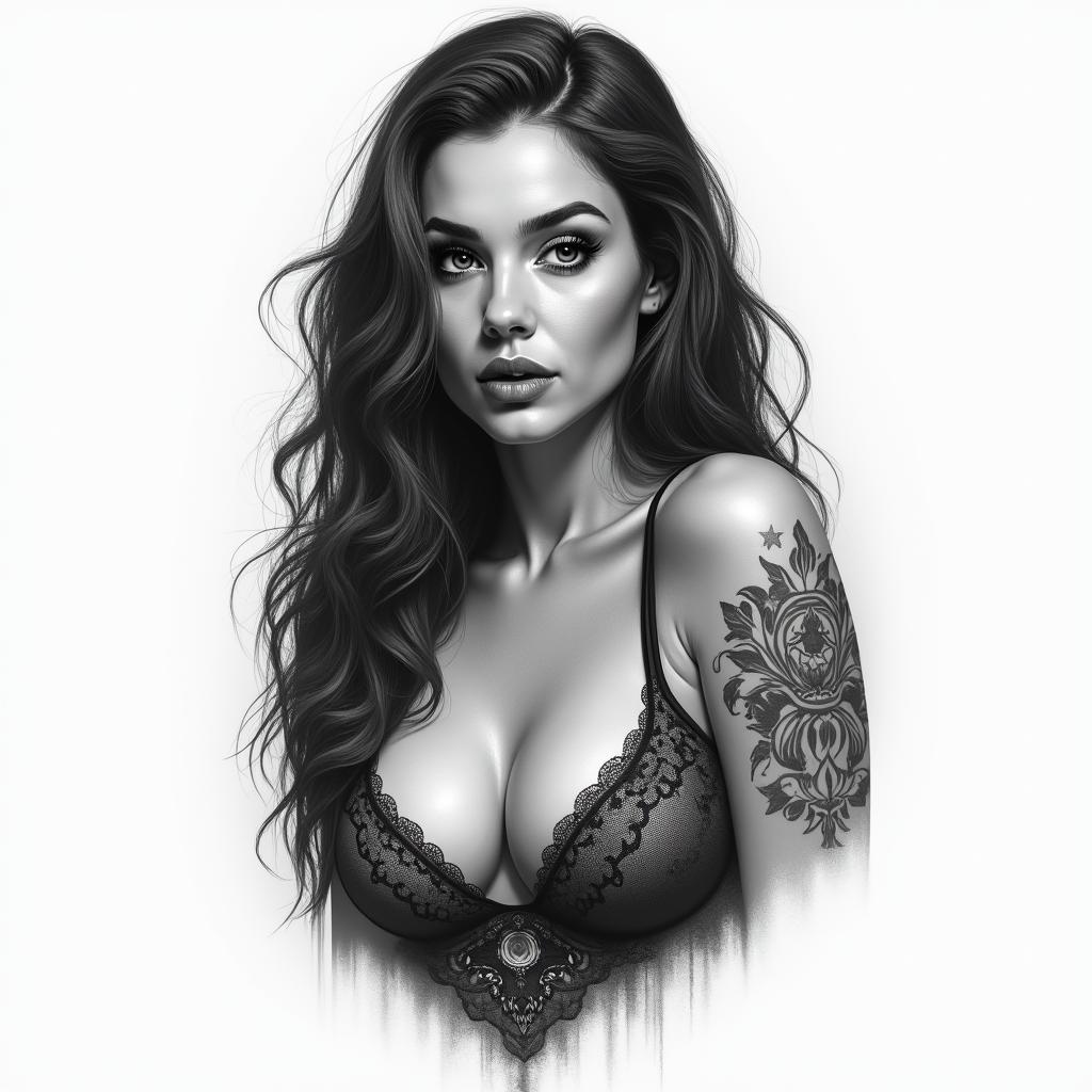 Super momin realism tattoo style, featuring a highly detailed, lifelike, capturing every detail, photorealistic, ultra realistic, intricate shading, smooth and sharp, - Variation 2