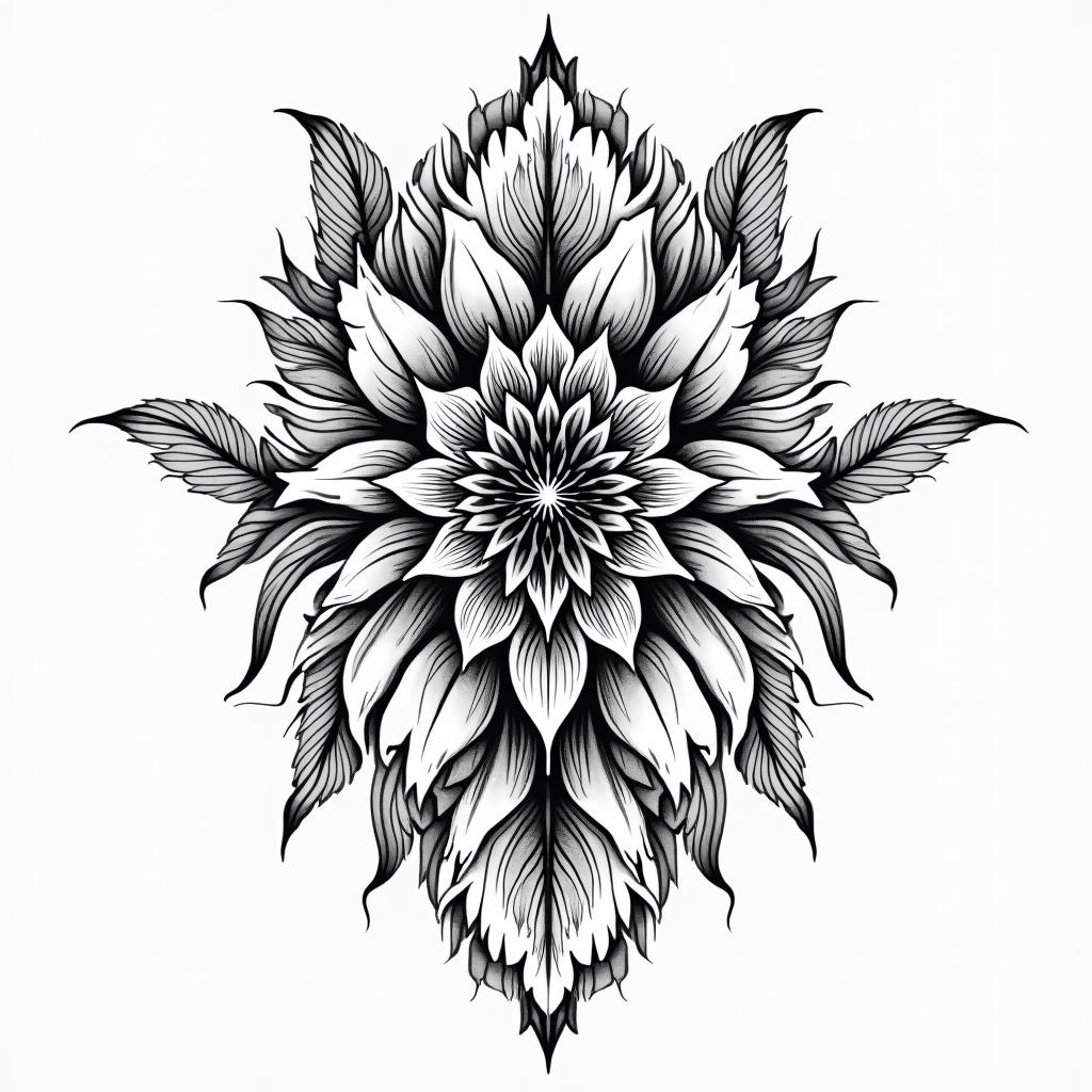 Kelvin from Galicia, April 16, 1997, Aries sign.in ornamental tattoo style, featuring intricate symmetrical patterns and floral designs, showcasing highly detailed line work and geometric shapes, creating a sense of elegance and balance - Variation 4