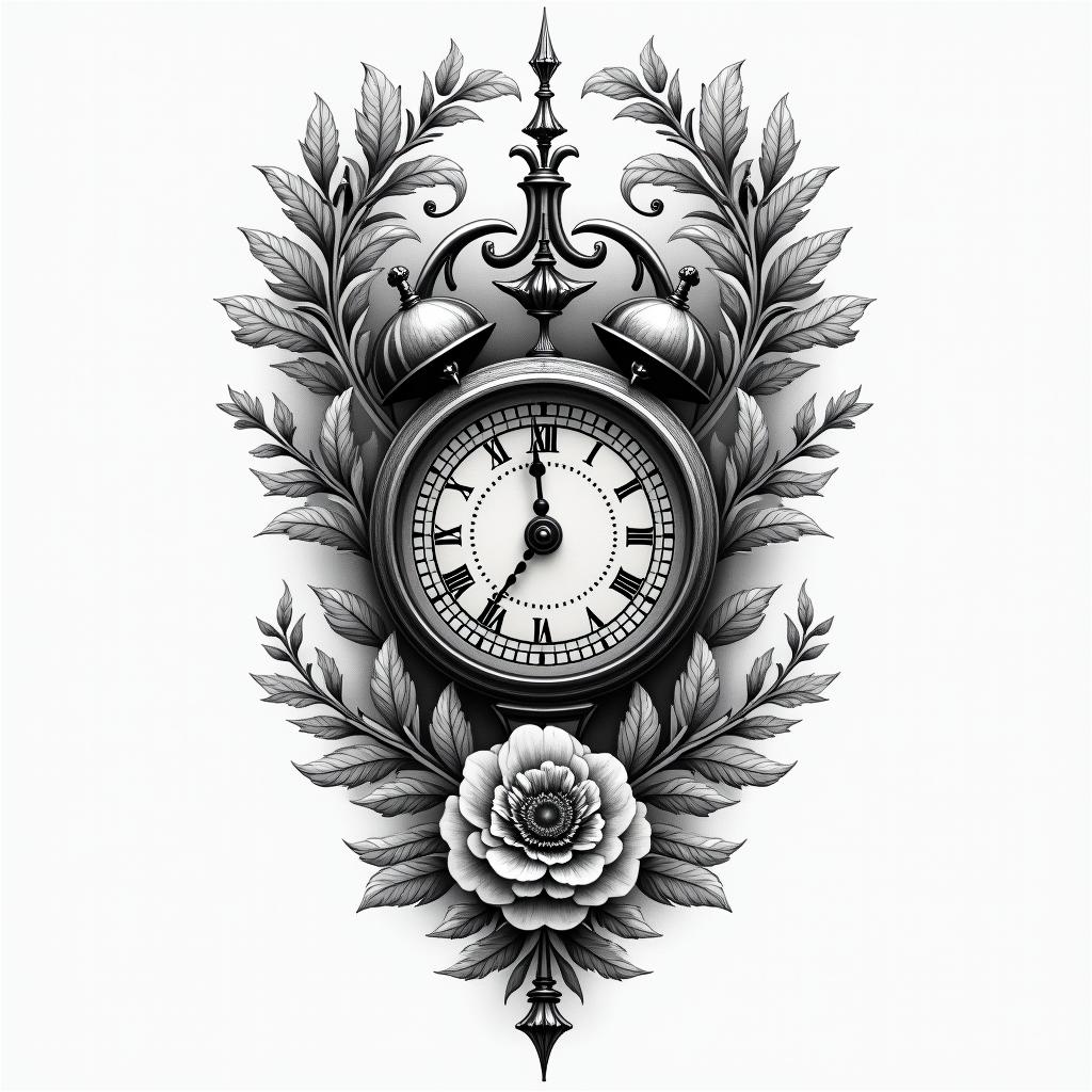 classic deterministic time does not exist we live in a deterministic universein bohemian style tattoo, 8k