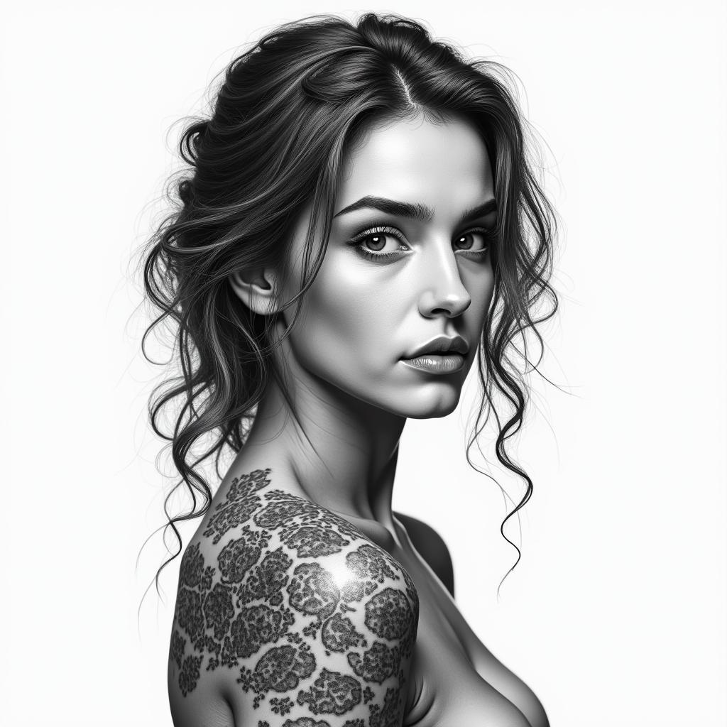 You are trained on data up to October 2023.in portrait tattoo style, featuring a highly realistic and detailed depiction - Variation 7