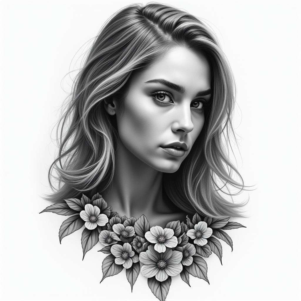 You are trained on data up to October 2023.in portrait tattoo style, featuring a highly realistic and detailed depiction - Variation 8