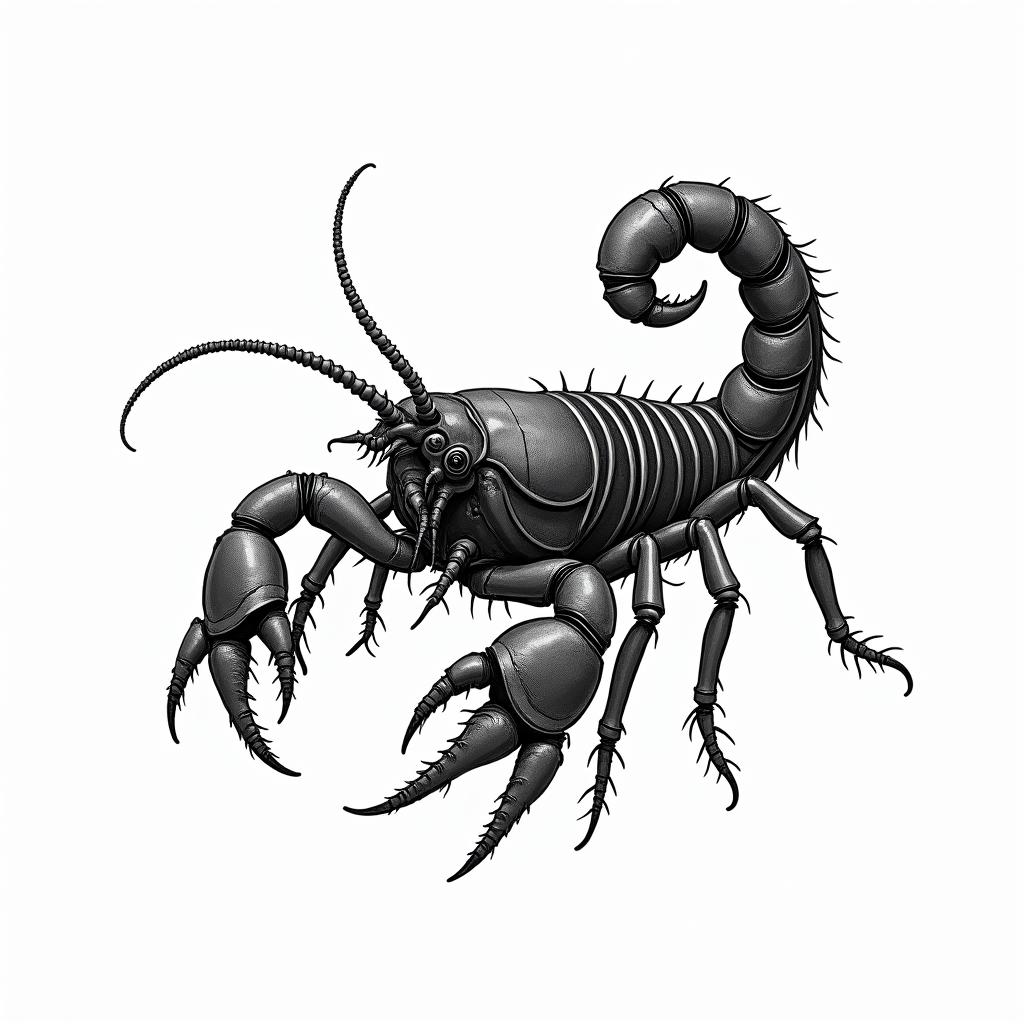 Lea scorpion hammin bohemian style tattoo, 8k - Variation 3