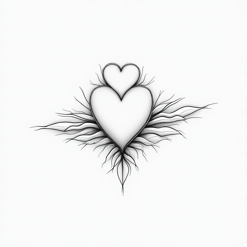 Simplein Modest style tattoo, featuring soft, delicate line work with simple and meaningful symbols, gentle waves, a heart, evoking a sense of serenity and grace, - Variation 3