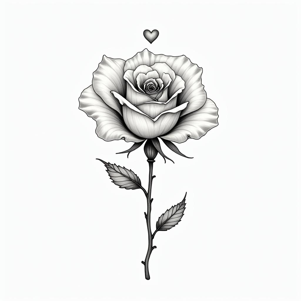 Maman rosein Modest style tattoo, featuring soft, delicate line work with simple and meaningful symbols, gentle waves, a heart, evoking a sense of serenity and grace,