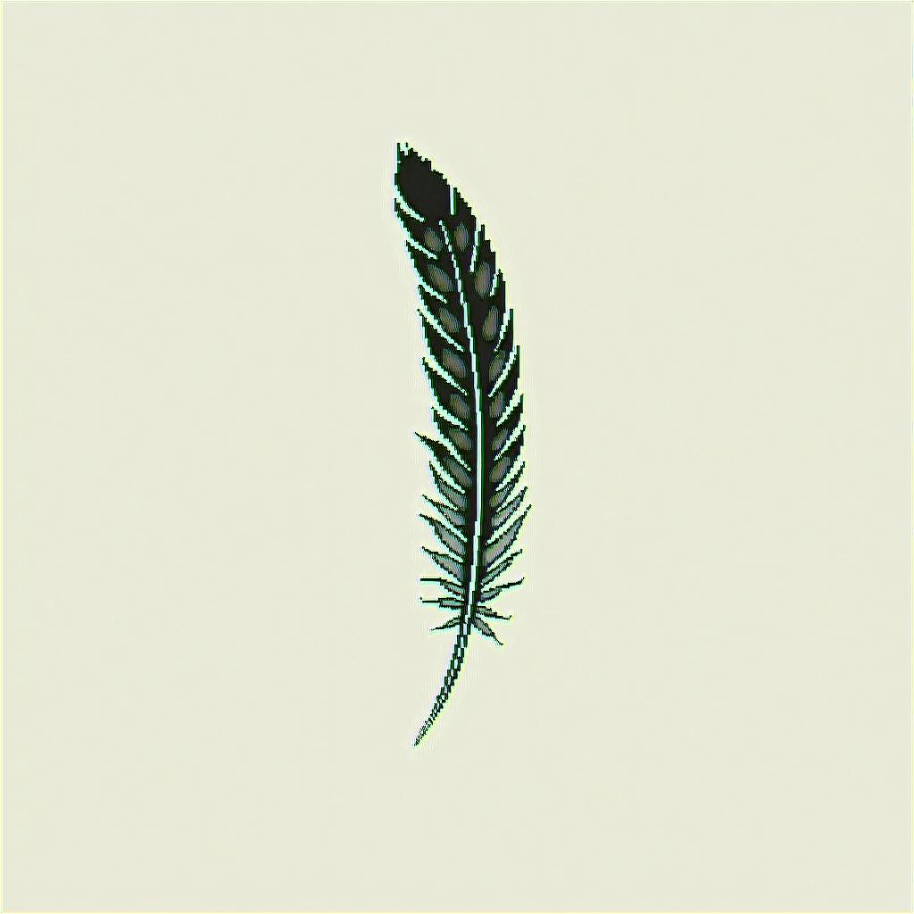 Featherin 8-bit tattoo style, minimalistic pixel style tattoo, pixel art with simplified shapes and retro gaming visuals, inspired by 8-bit pixel based detailing - Variation 2