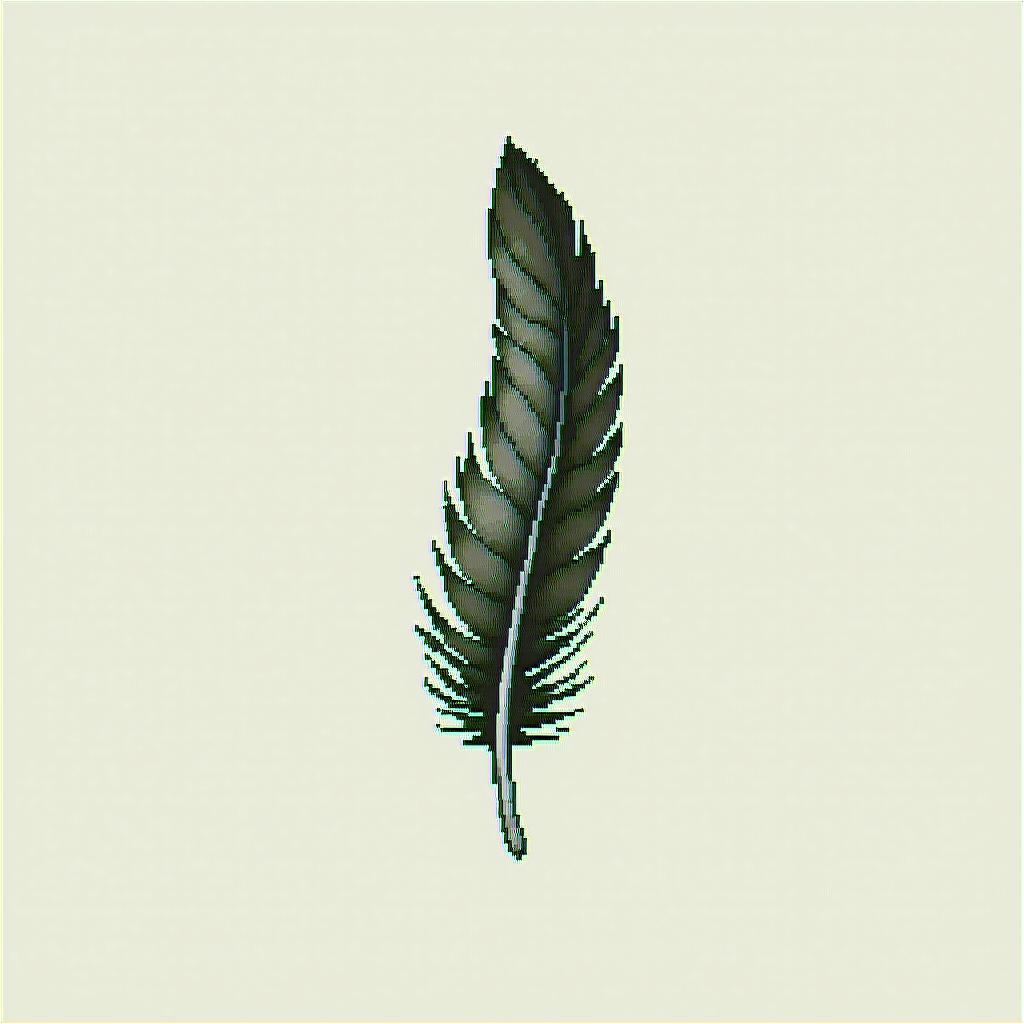 Featherin 8-bit tattoo style, minimalistic pixel style tattoo, pixel art with simplified shapes and retro gaming visuals, inspired by 8-bit pixel based detailing