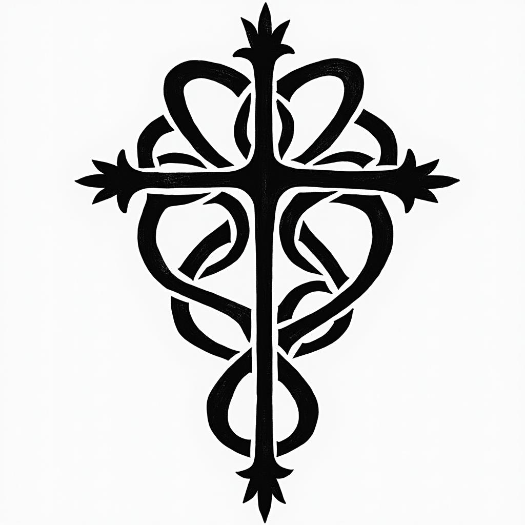 Jesus Christin tribal tattoo style, featuring bold and black geometric shapes, curved lines, intertwine and flow seamlessly, creating a powerful and symbolic design, polynesian and maori styles