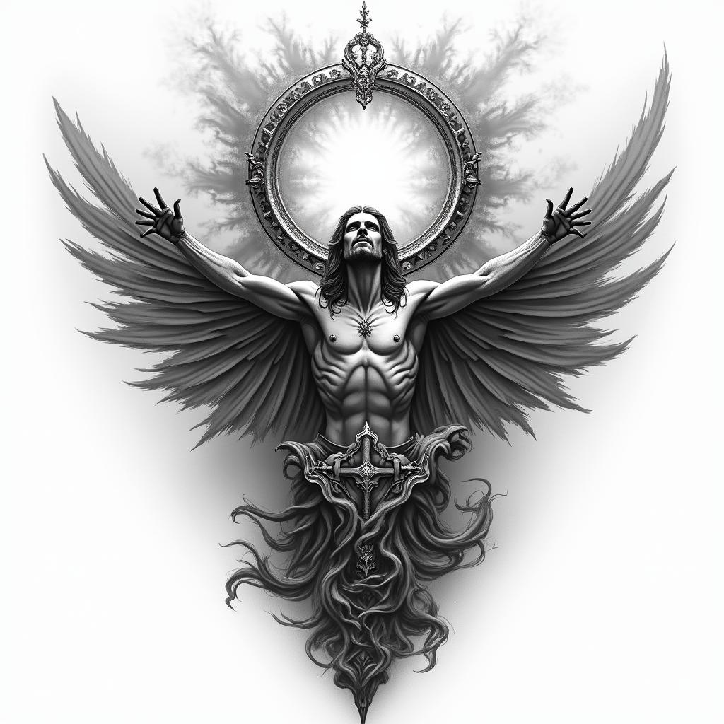 The biblical account of the apocalypse, the book of revelation in picture form.in realism tattoo style, featuring a highly detailed, lifelike, capturing every detail, photorealistic, ultra realistic, intricate shading, smooth and sharp, - Variation 4
