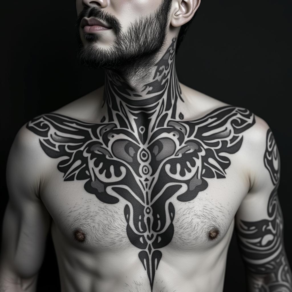 Sagittariusin tribal tattoo style, featuring bold and black geometric shapes, curved lines, intertwine and flow seamlessly, creating a powerful and symbolic design, polynesian and maori styles - Variation 63
