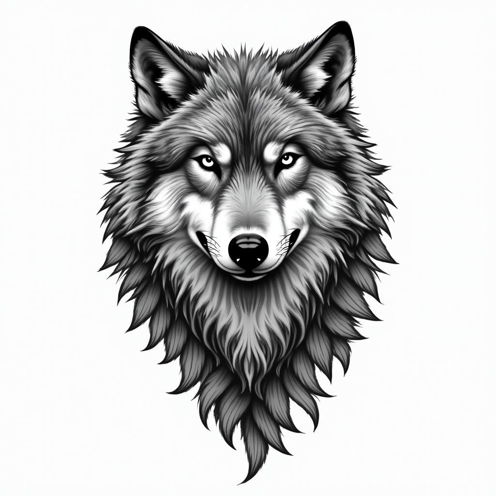 a wolf defends the heartin bohemian style tattoo, 8k - Variation 6