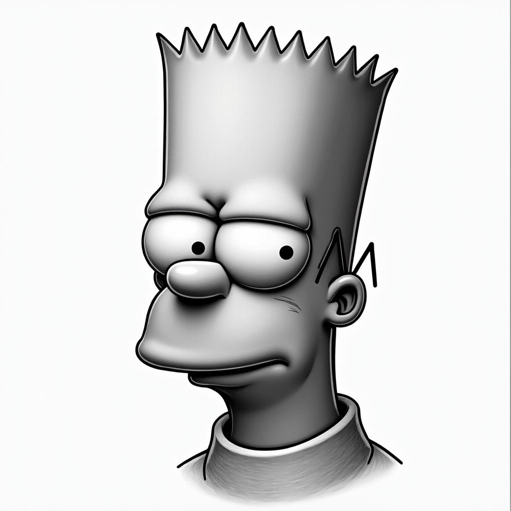 Bart Simpsonin realism tattoo style, featuring a highly detailed, lifelike, capturing every detail, photorealistic, ultra realistic, intricate shading, smooth and sharp, - Variation 2