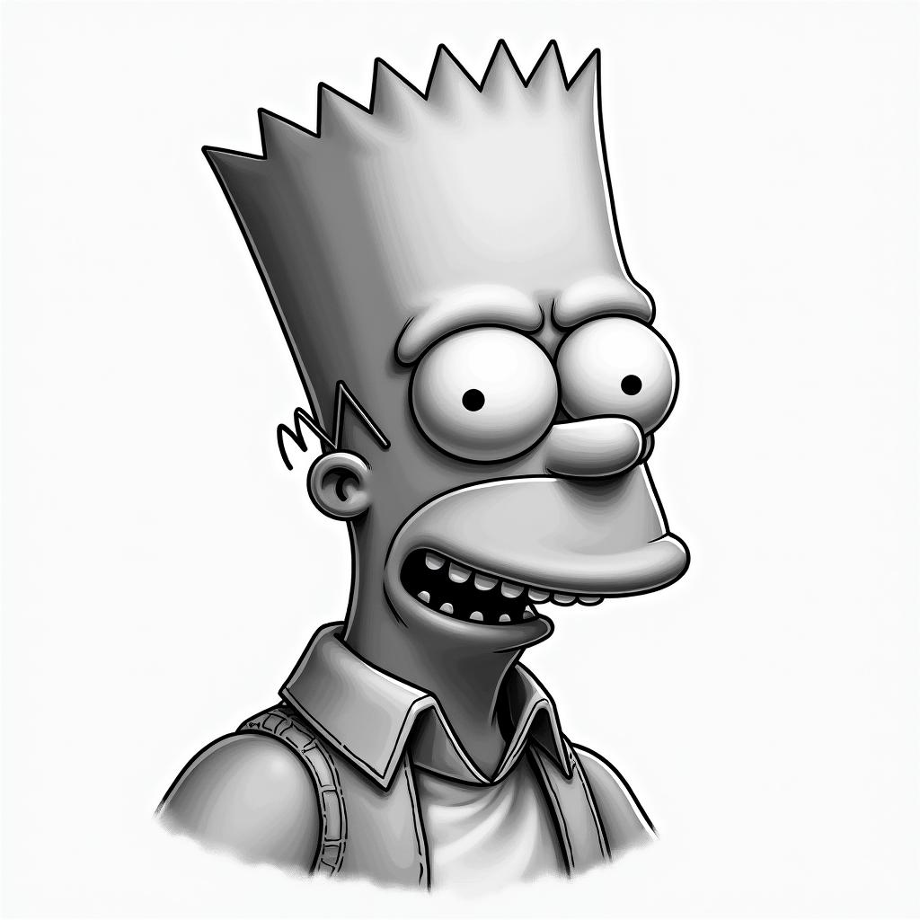 Bart Simpsonin realism tattoo style, featuring a highly detailed, lifelike, capturing every detail, photorealistic, ultra realistic, intricate shading, smooth and sharp, - Variation 3