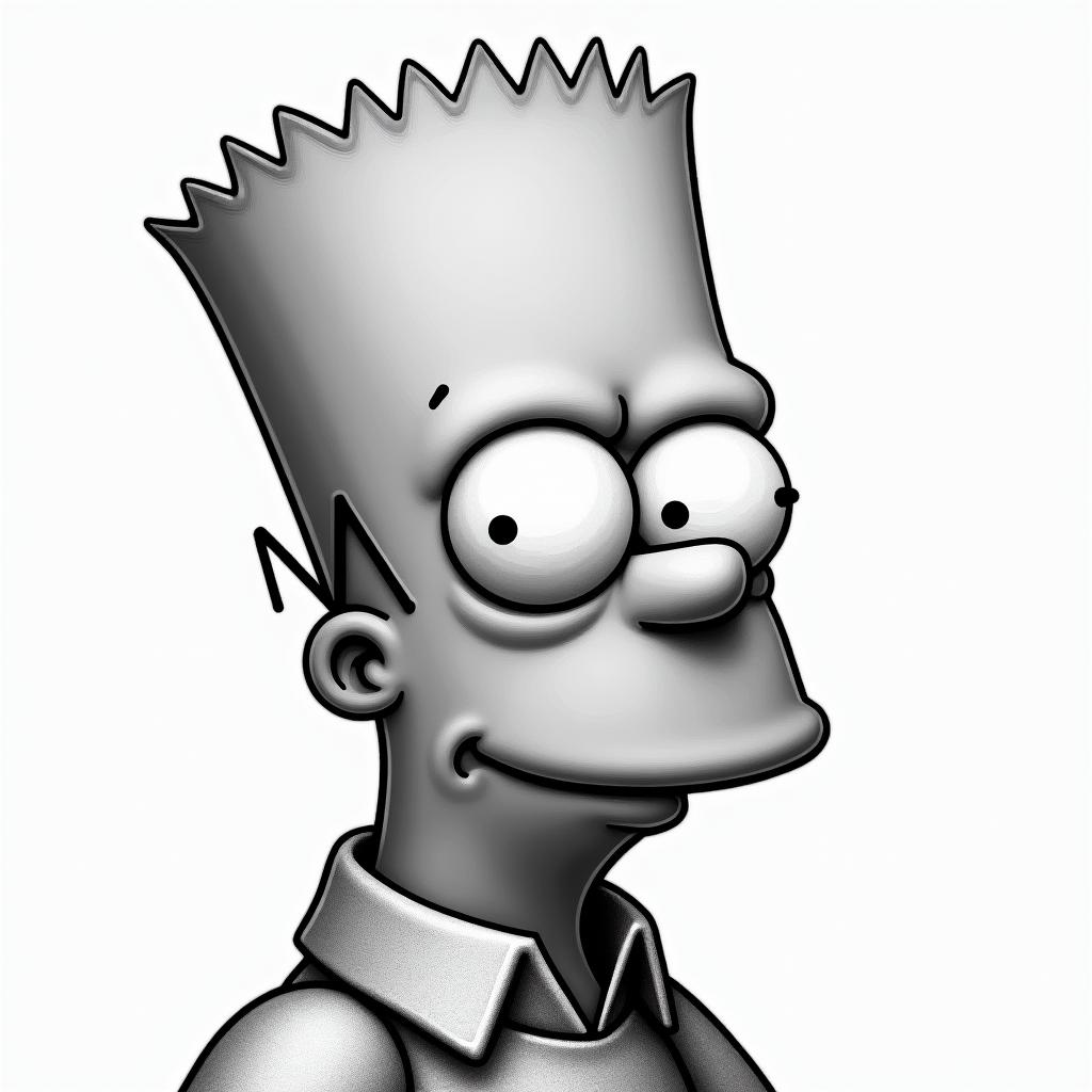 Bart Simpsonin realism tattoo style, featuring a highly detailed, lifelike, capturing every detail, photorealistic, ultra realistic, intricate shading, smooth and sharp, - Variation 4
