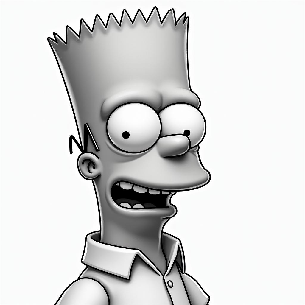 Bart Simpsonin realism tattoo style, featuring a highly detailed, lifelike, capturing every detail, photorealistic, ultra realistic, intricate shading, smooth and sharp,