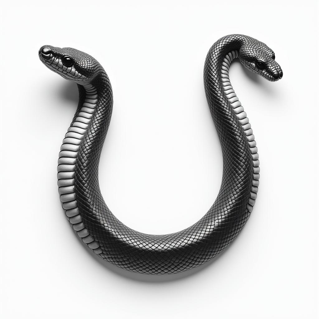 Snake u shapedin realism tattoo style, featuring a highly detailed, lifelike, capturing every detail, photorealistic, ultra realistic, intricate shading, smooth and sharp, - Variation 3