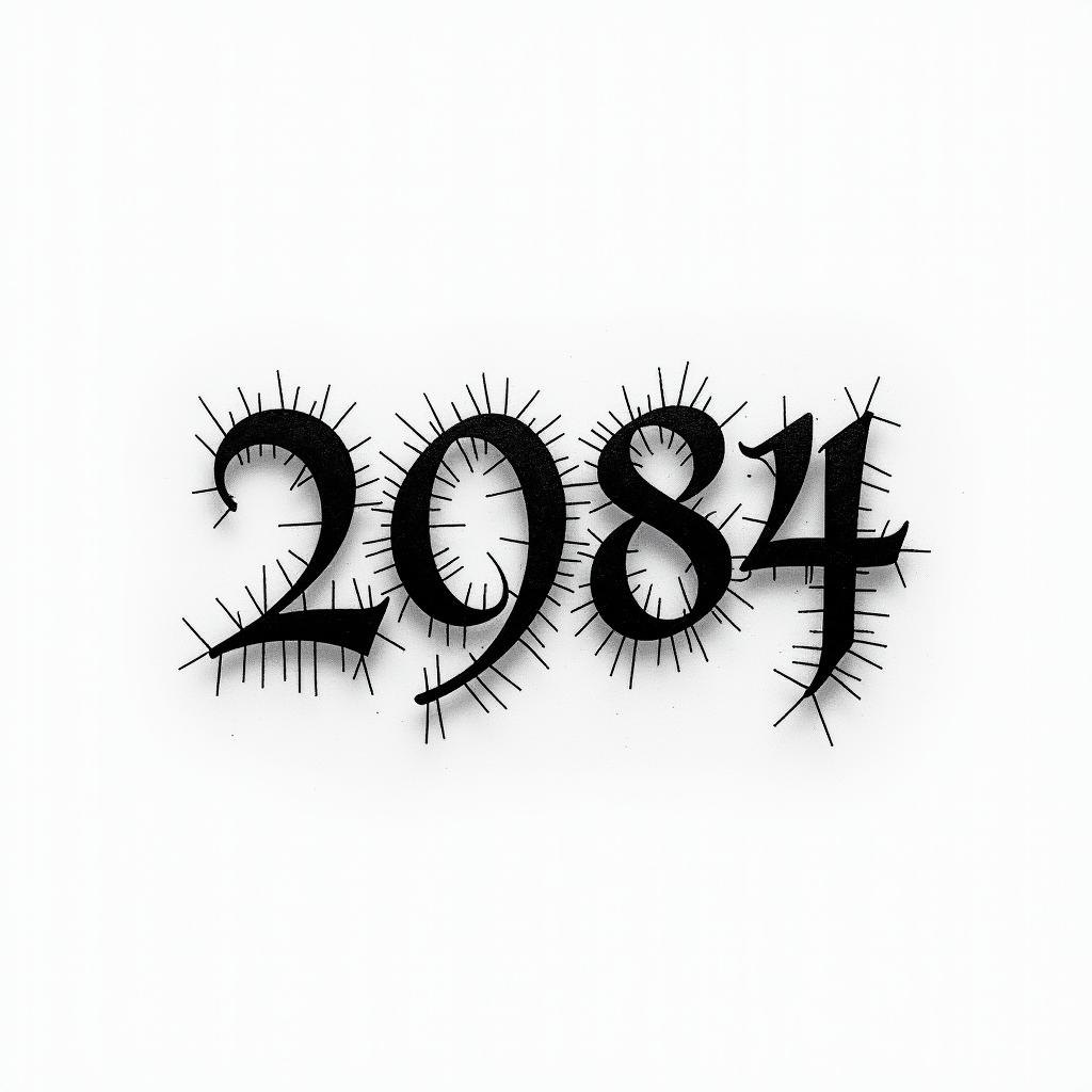 L.IV.MCMLXXXIV translates to "The Year 1984" in English.text-based tattoo, gothic font ultra-realistic, perfectly placed, high-quality font design, photo-realistic shading, 8k, high quality, finely detailed typography