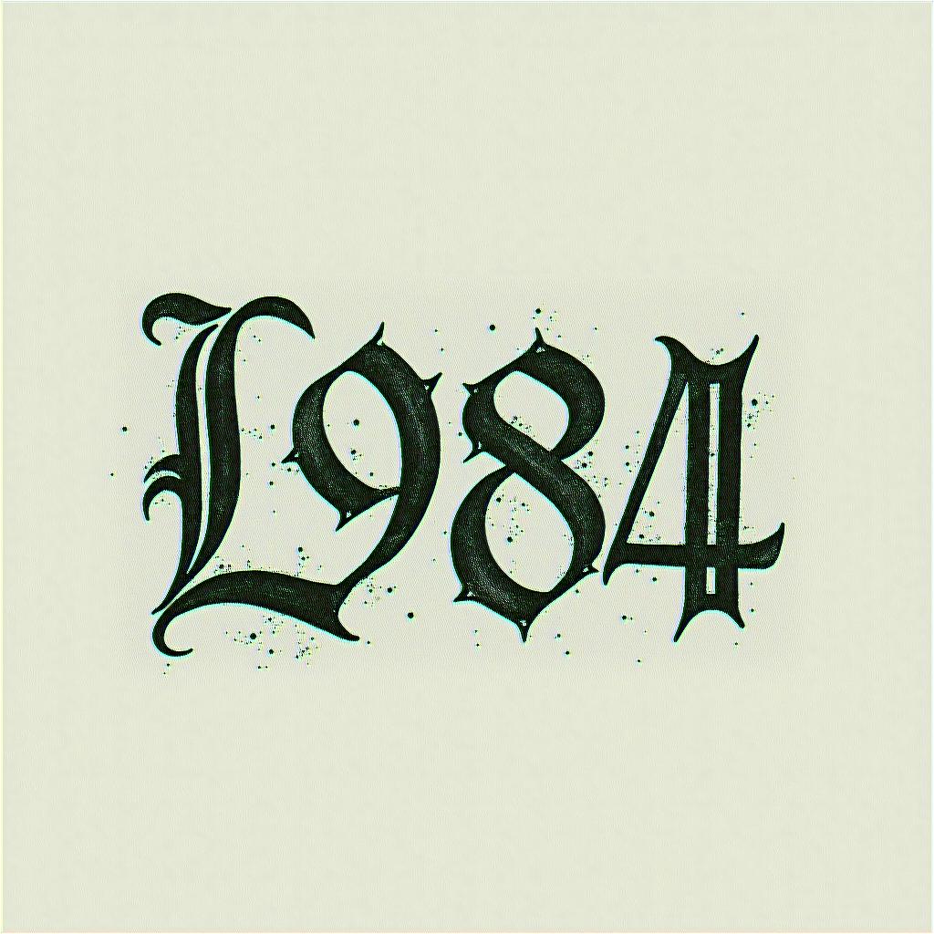 L.IV.MCMLXXXIV translates to "The Year 1984" in English.text-based tattoo, gothic font ultra-realistic, perfectly placed, high-quality font design, photo-realistic shading, 8k, high quality, finely detailed typography - Variation 4