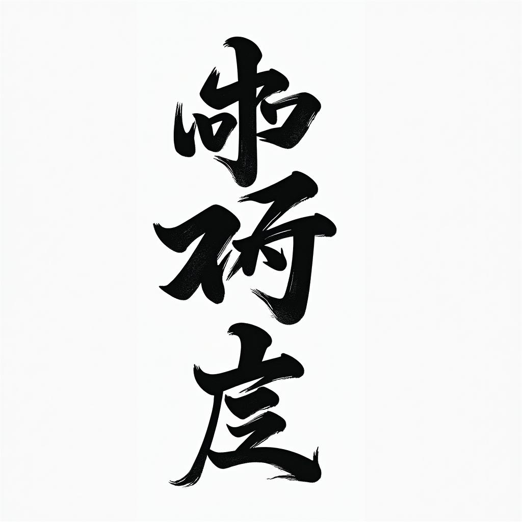 Krafttext-based tattoo, japanese font ultra-realistic, perfectly placed, high-quality font design, photo-realistic shading, 8k, high quality, finely detailed typograph - Variation 2