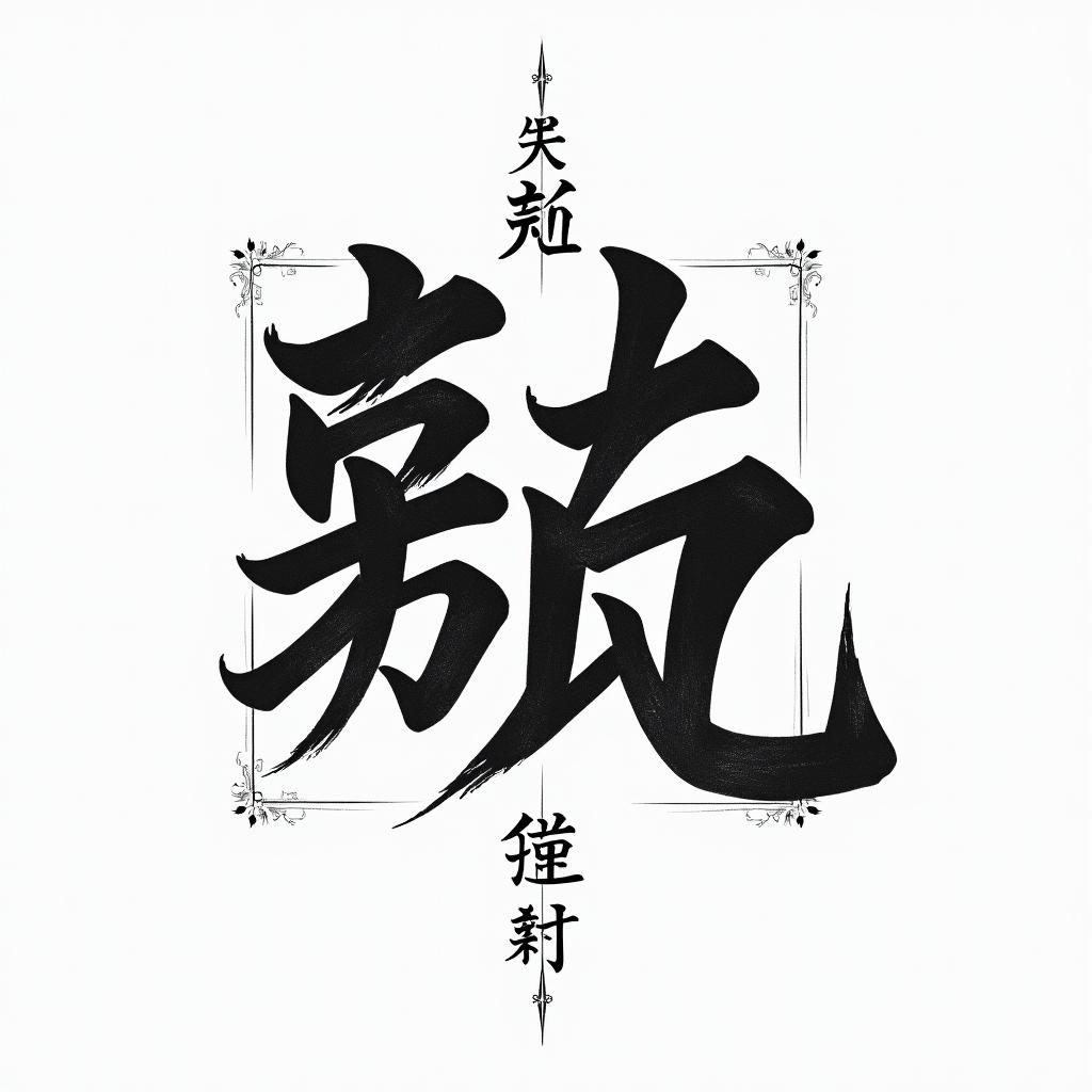 Krafttext-based tattoo, japanese font ultra-realistic, perfectly placed, high-quality font design, photo-realistic shading, 8k, high quality, finely detailed typograph - Variation 4