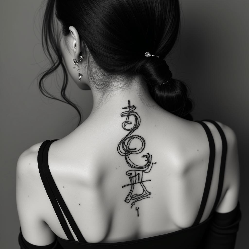 Sagittariustext-based tattoo, japanese font ultra-realistic, perfectly placed, high-quality font design, photo-realistic shading, 8k, high quality, finely detailed typograph - Variation 7