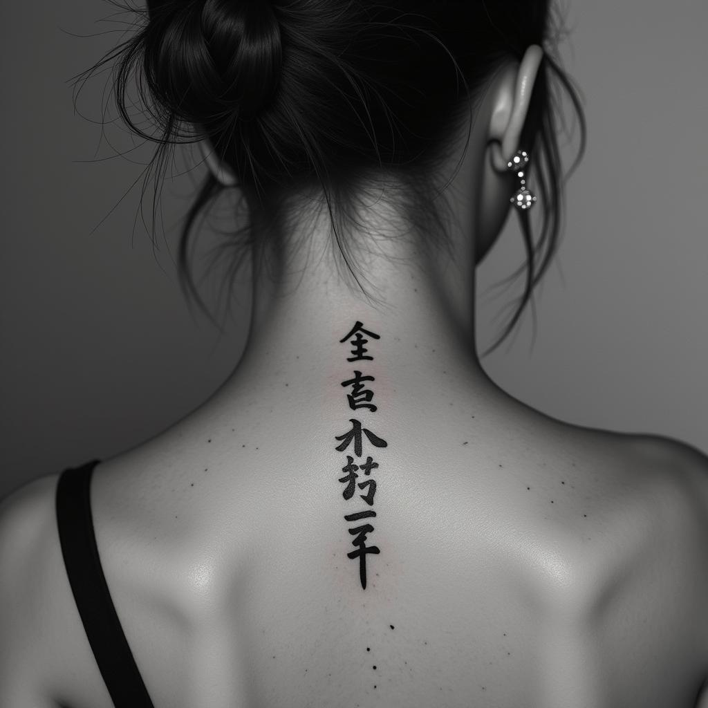 Jorieltext-based tattoo, japanese font ultra-realistic, perfectly placed, high-quality font design, photo-realistic shading, 8k, high quality, finely detailed typograph - Variation 4