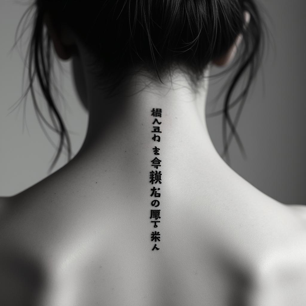 Jorieltext-based tattoo, japanese font ultra-realistic, perfectly placed, high-quality font design, photo-realistic shading, 8k, high quality, finely detailed typograph