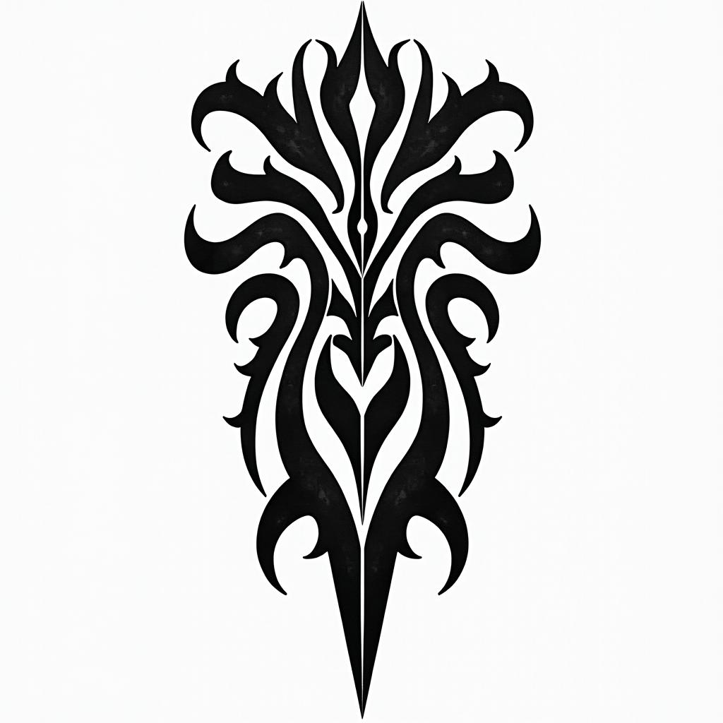 KELLY L.IV.MCMLXXXIVin tribal tattoo style, featuring bold and black geometric shapes, curved lines, intertwine and flow seamlessly, creating a powerful and symbolic design, polynesian and maori styles