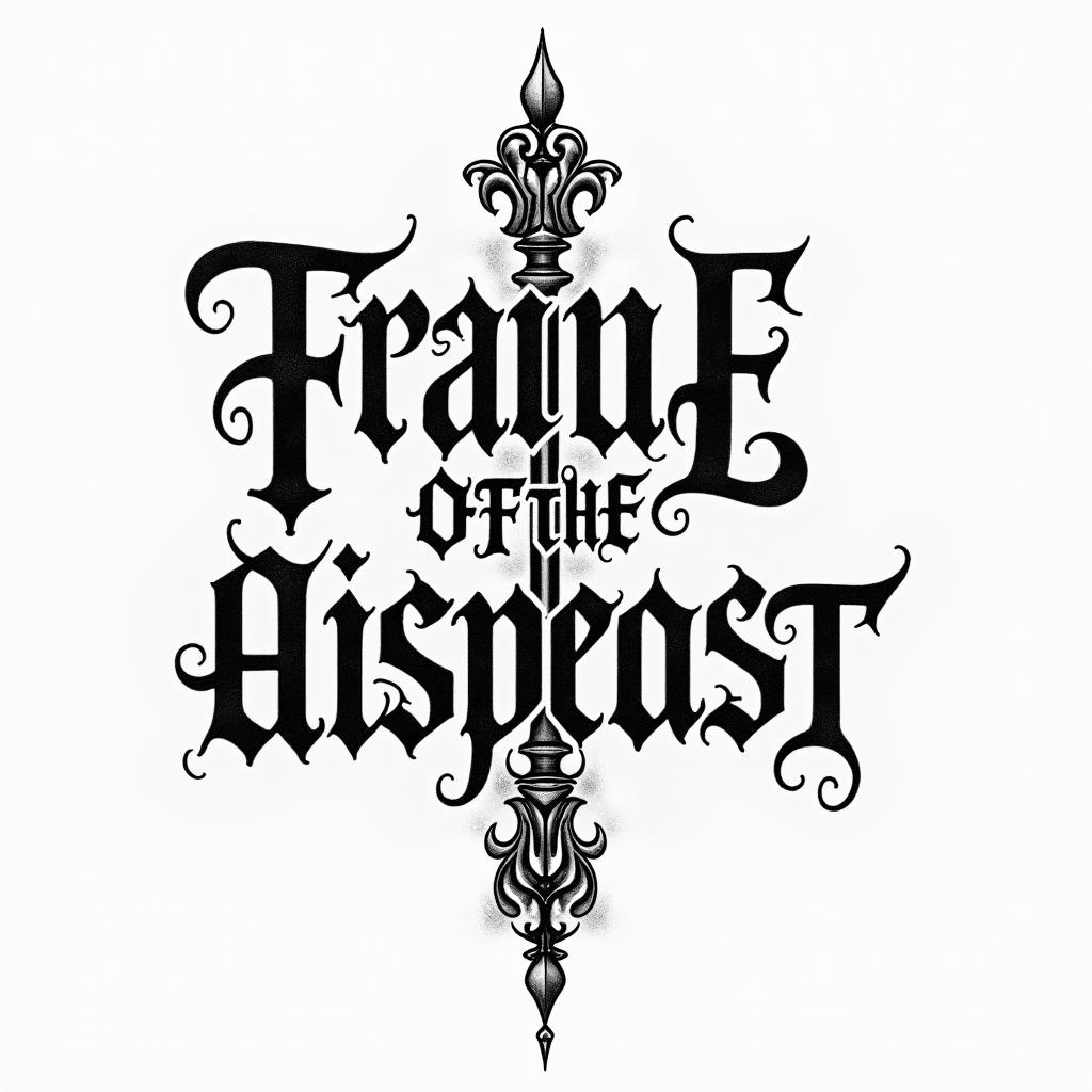 Sancheztext-based tattoo, gothic font ultra-realistic, perfectly placed, high-quality font design, photo-realistic shading, 8k, high quality, finely detailed typography