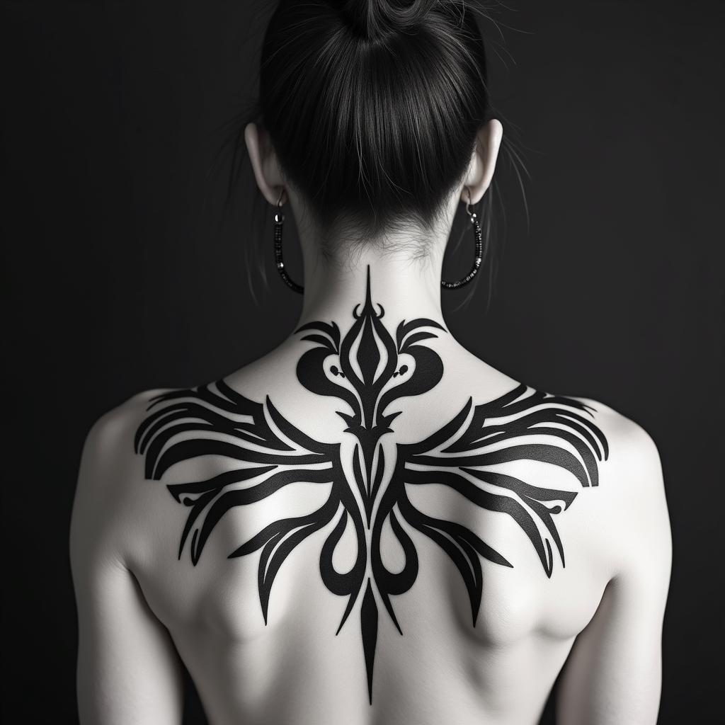 Sagittariusin tribal tattoo style, featuring bold and black geometric shapes, curved lines, intertwine and flow seamlessly, creating a powerful and symbolic design, polynesian and maori styles - Variation 47