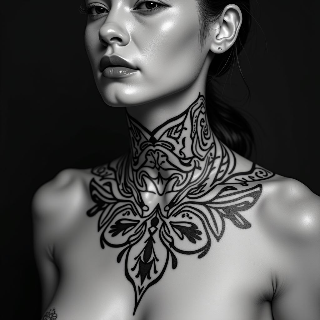 Sagittariusin tribal tattoo style, featuring bold and black geometric shapes, curved lines, intertwine and flow seamlessly, creating a powerful and symbolic design, polynesian and maori styles - Variation 42