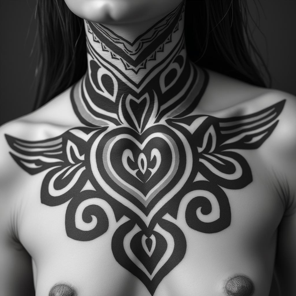 Sagittariusin tribal tattoo style, featuring bold and black geometric shapes, curved lines, intertwine and flow seamlessly, creating a powerful and symbolic design, polynesian and maori styles - Variation 40