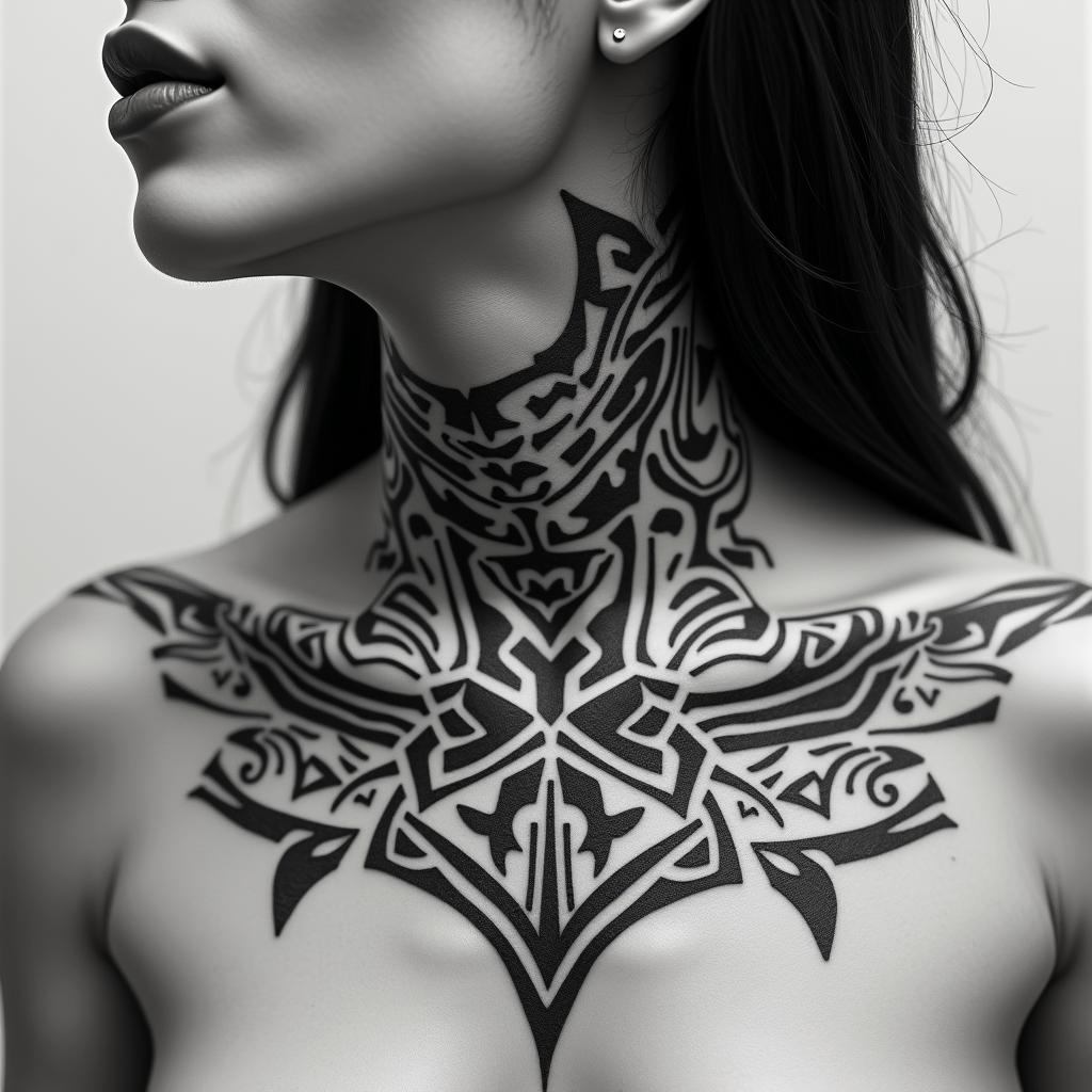 Sagittariusin tribal tattoo style, featuring bold and black geometric shapes, curved lines, intertwine and flow seamlessly, creating a powerful and symbolic design, polynesian and maori styles - Variation 33