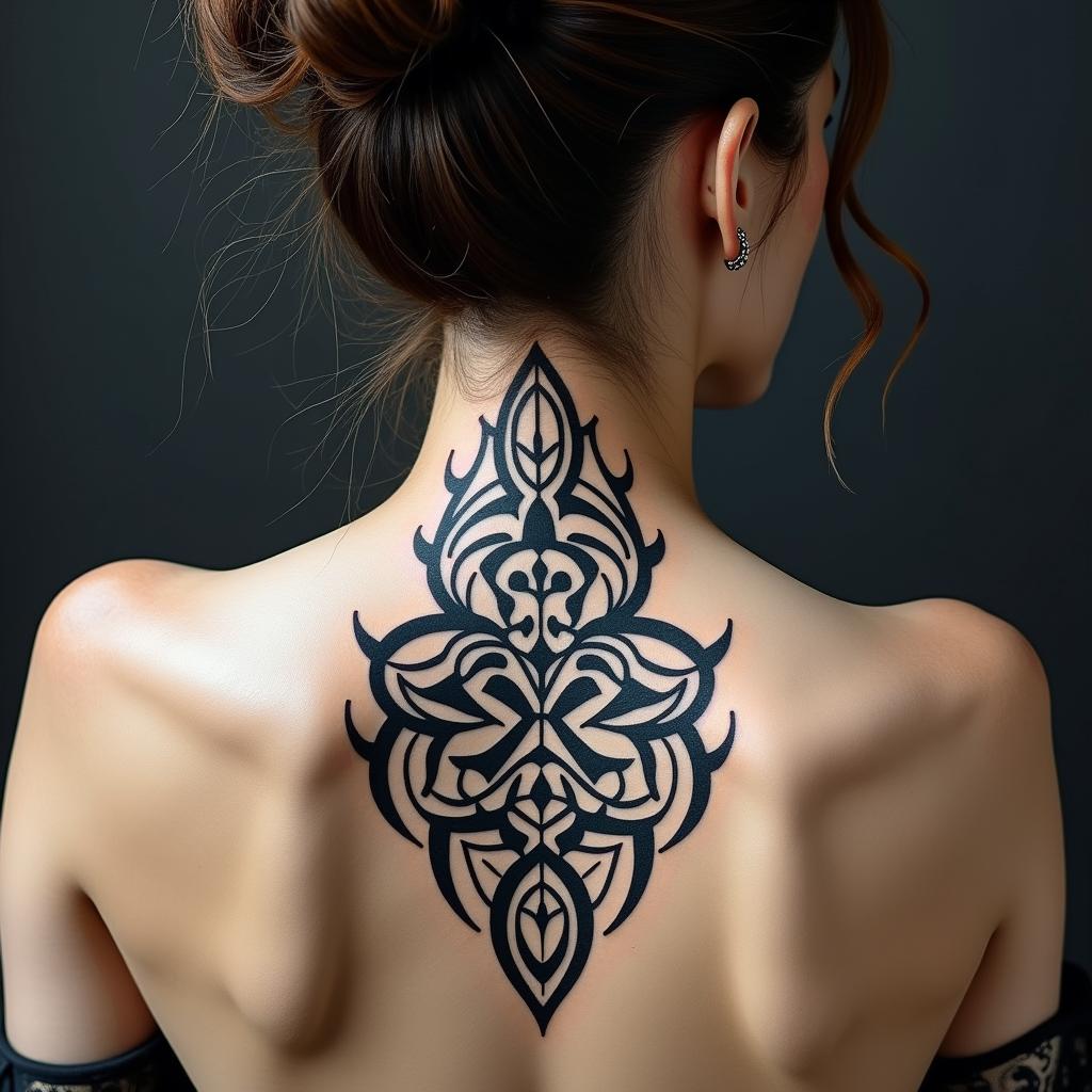 Sagittariusin tribal tattoo style, featuring bold and black geometric shapes, curved lines, intertwine and flow seamlessly, creating a powerful and symbolic design, polynesian and maori styles - Variation 29