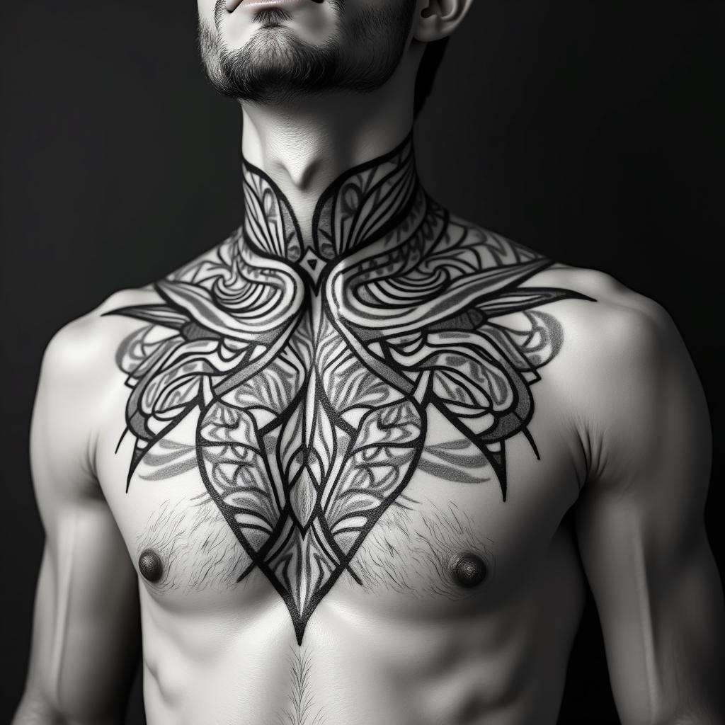 Sagittariusin tribal tattoo style, featuring bold and black geometric shapes, curved lines, intertwine and flow seamlessly, creating a powerful and symbolic design, polynesian and maori styles - Variation 21